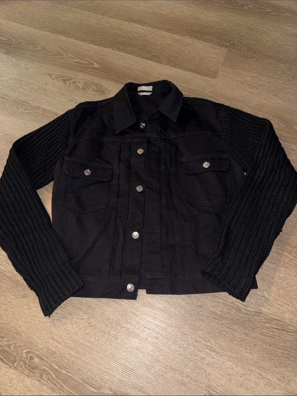 Black Knit-Sleeve Jacket - Men